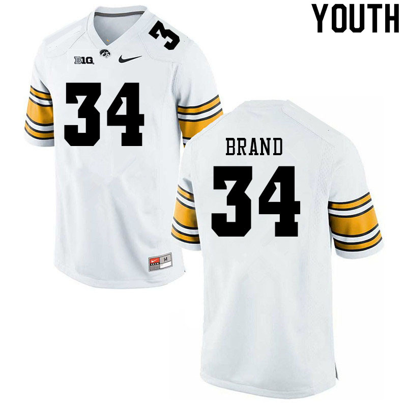Youth #34 Zach Brand Iowa Hawkeyes College Football Jerseys Sale-White